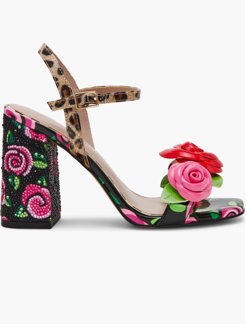 NEW BETSEY JOHNSON Krystle Ankle Strap Sandal rose animal print 8.5